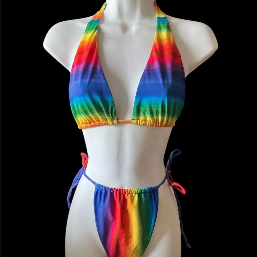 SHEIN Rainbow Halter Bikini